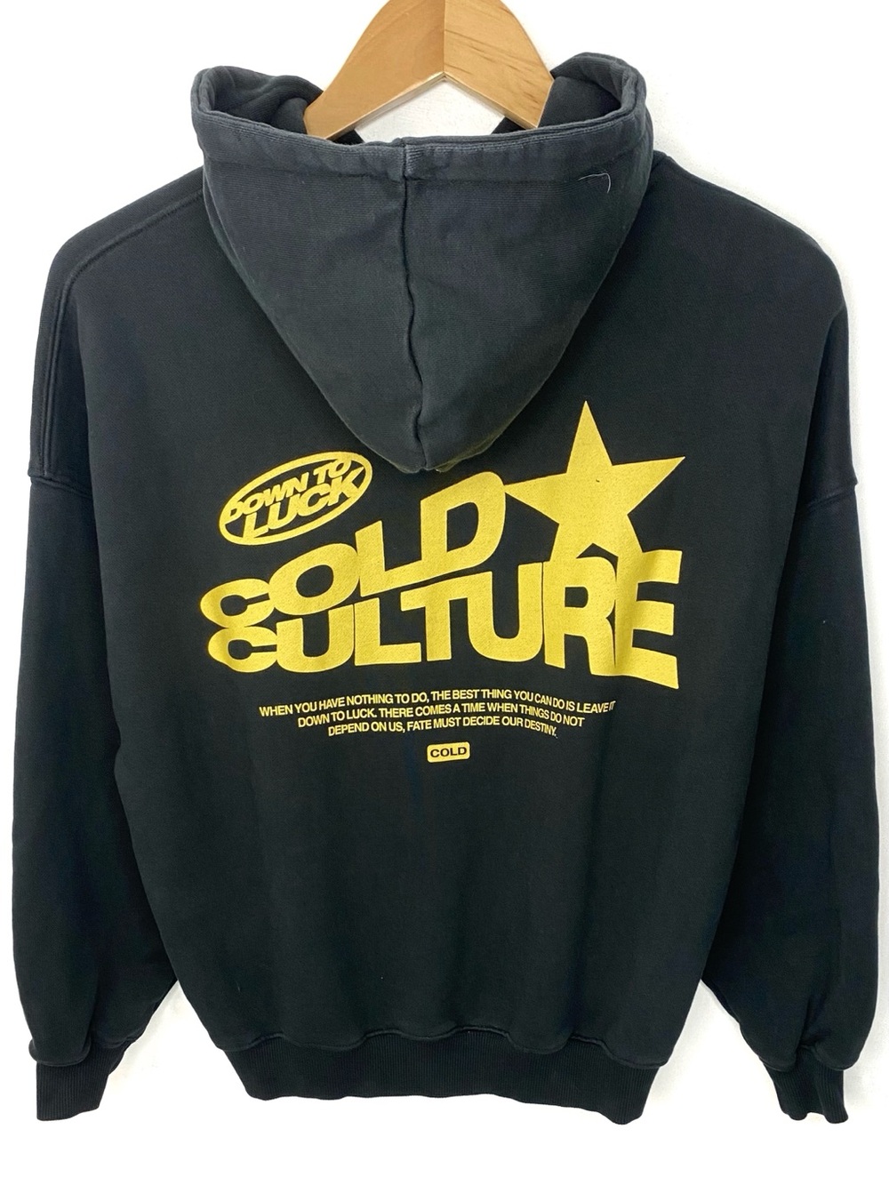 Cold Culture Down To Luck Black Double Sided Pullover Hoodie Sweatshirt Small